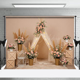 Lofaris Sweet Floral Boho Nude Wall Wedding Backdrop